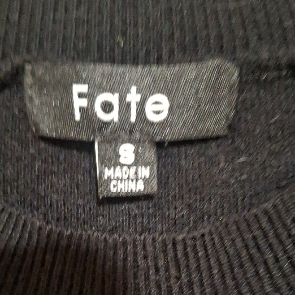 Fate Black Wome's Sweater with Textured Sleeves Size S - Picture 2 of 9